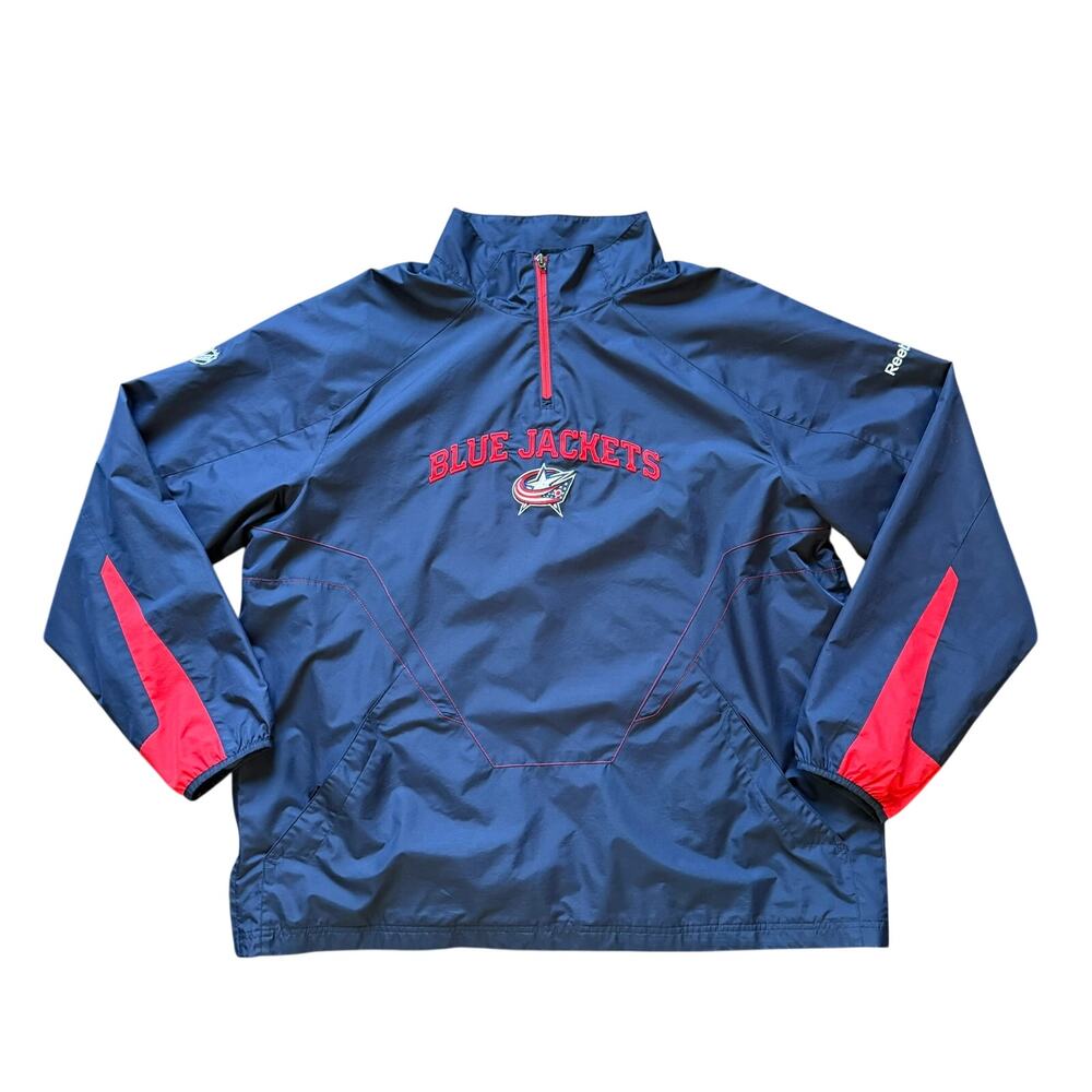 Reebok NHL Columbus Blue Jackets Half Zip Pullover Windbreaker Jacket Mens 2XL